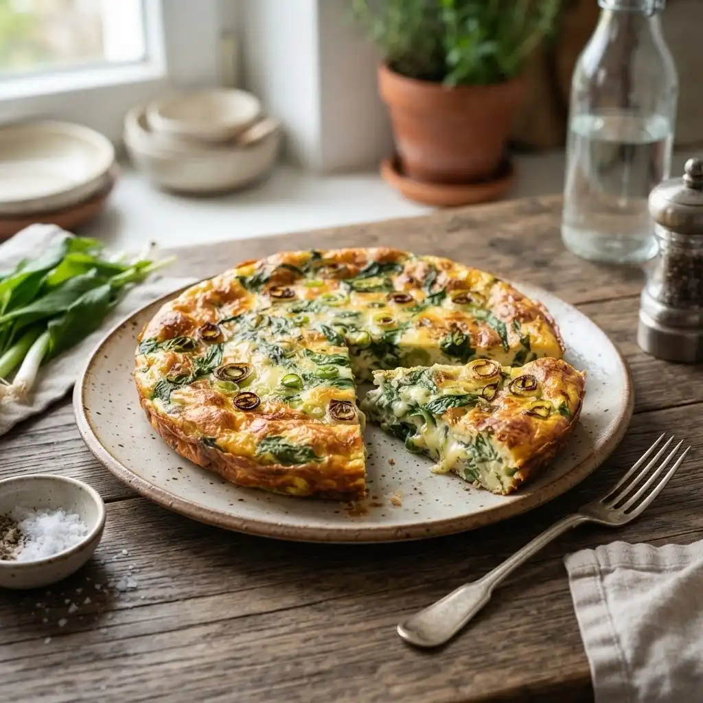 Bärlauch-Frittata mit Frühlingszwiebeln