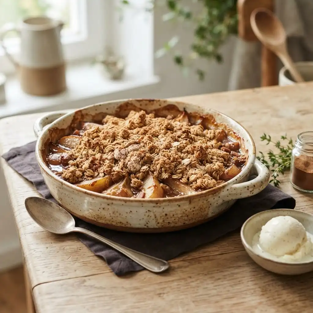 Birnen-Crumble mit Haferstreuseln