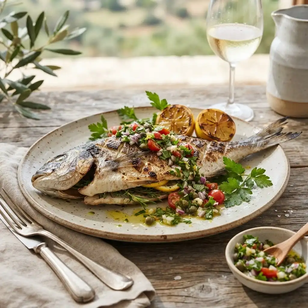 Gegrillte Dorade mit Zitronensalsa