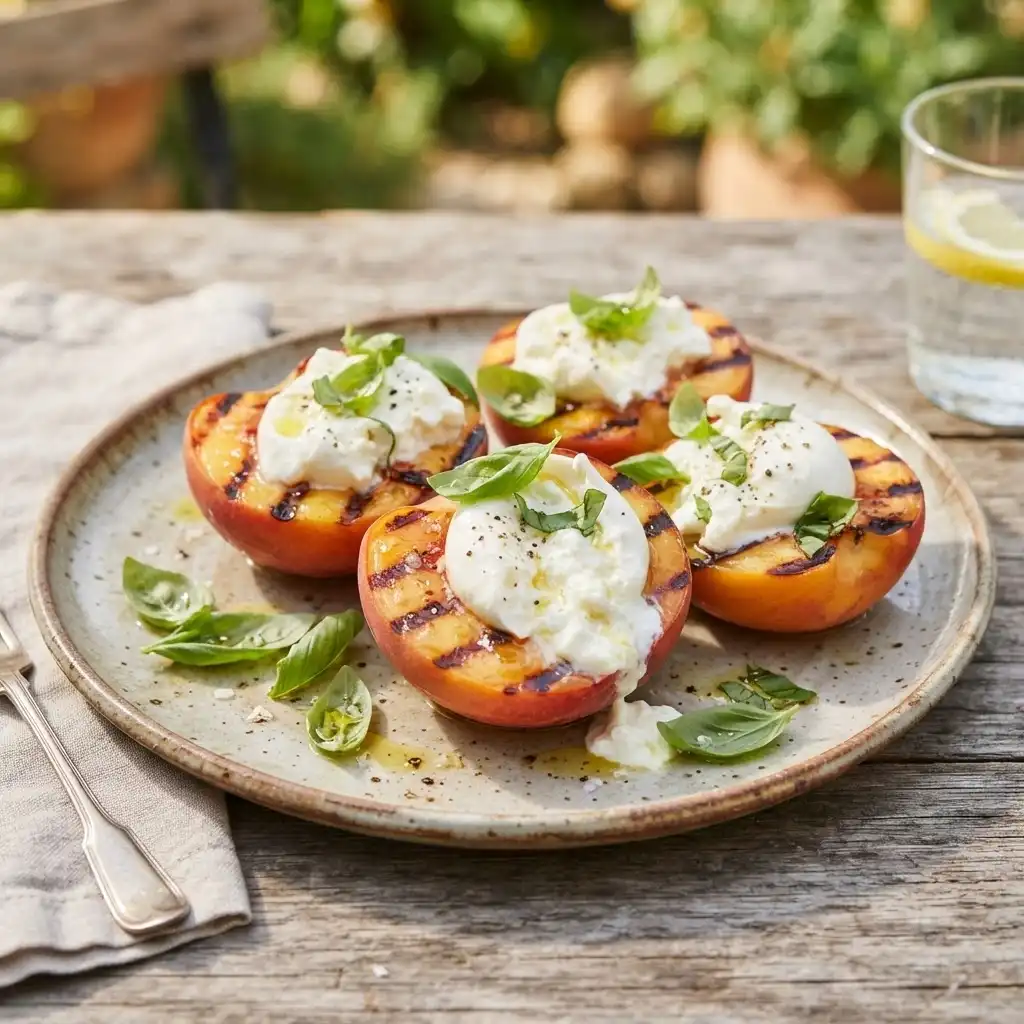 Gegrillte Pfirsiche mit Burrata