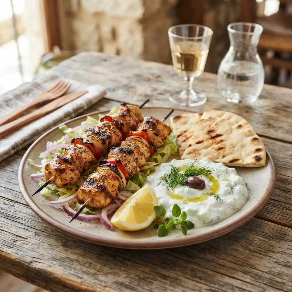 Hähnchen-Souvlaki mit Tzatziki