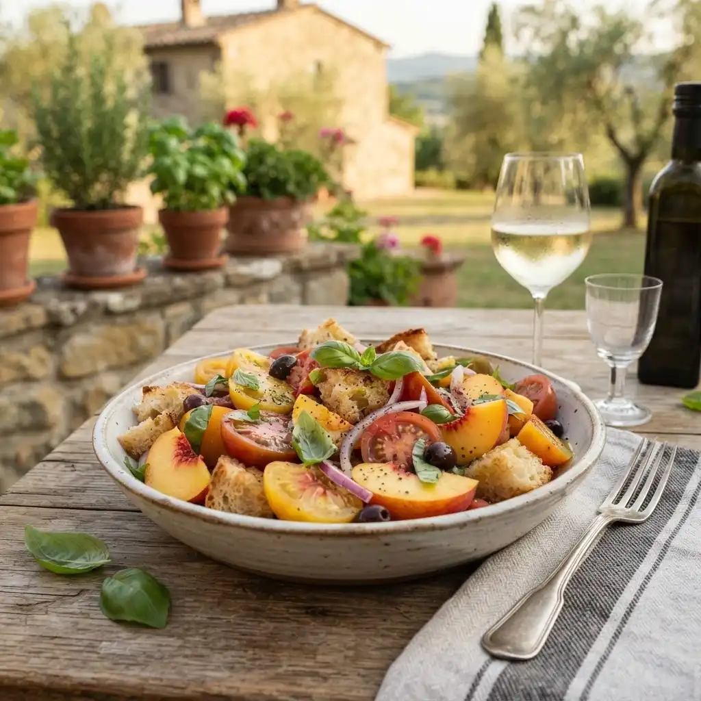 Panzanella mit Pfirsich