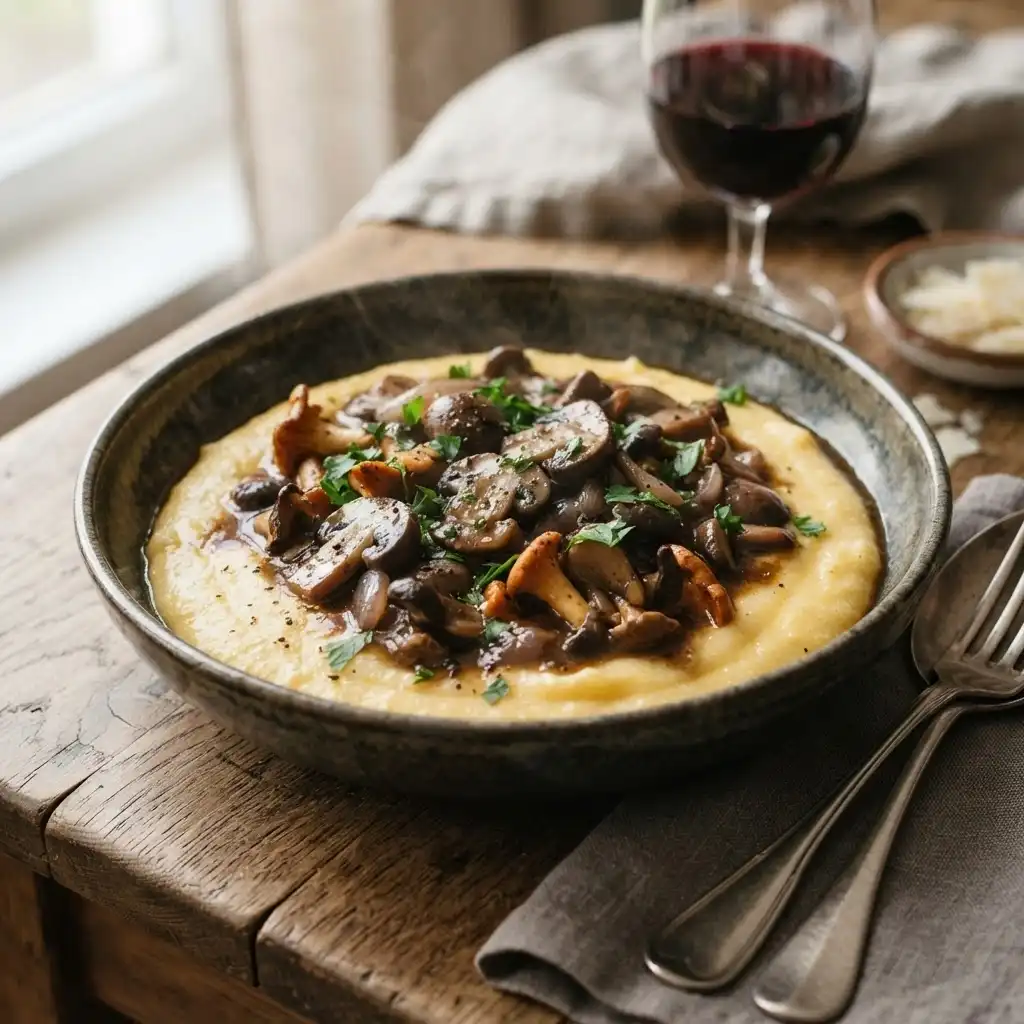 Pilzragout mit Polenta