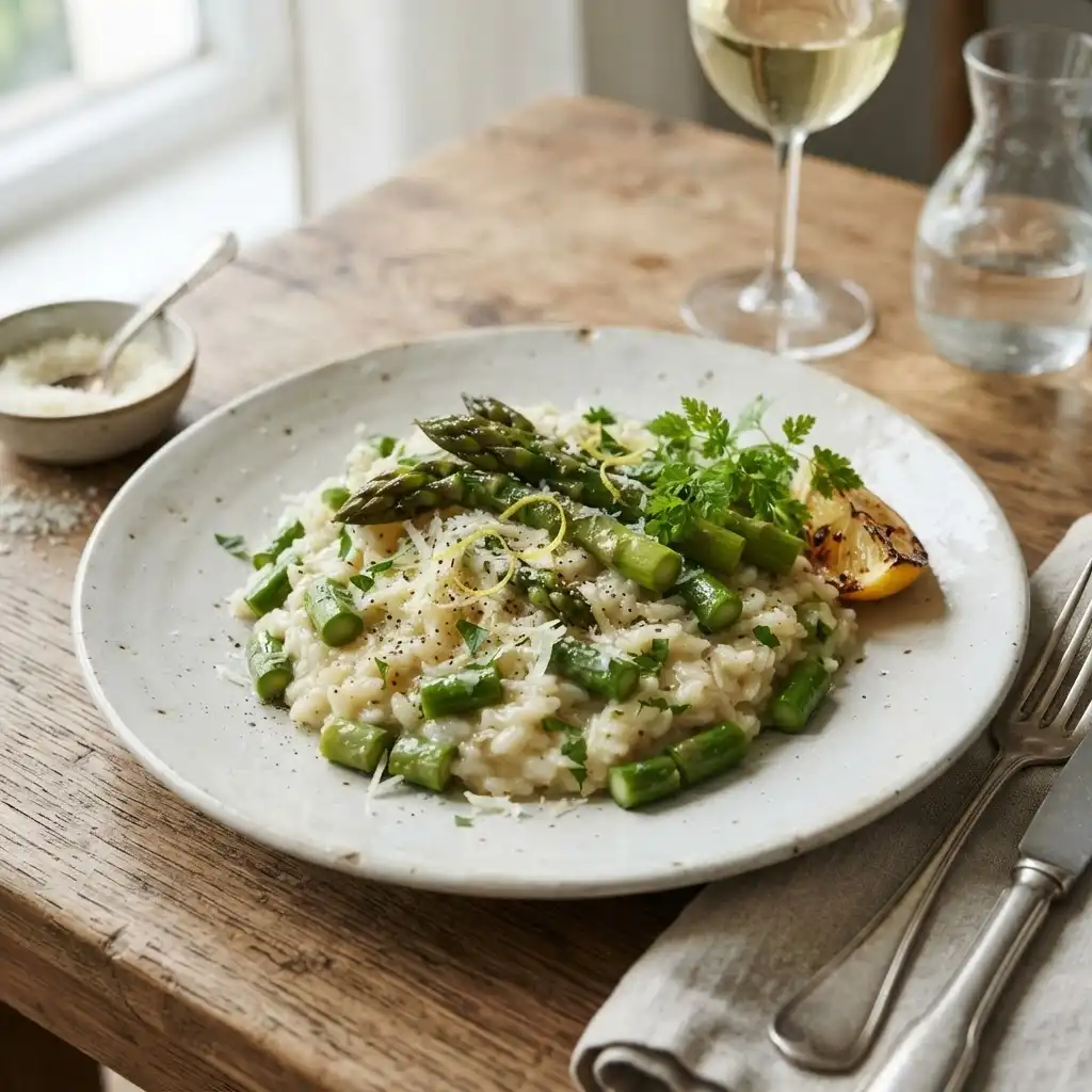 Spargel-Risotto mit Zitrone